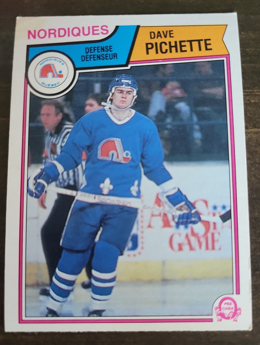 1983/84 OPC Dave Pichette Nordiques Hockey Card Art Print - Blue